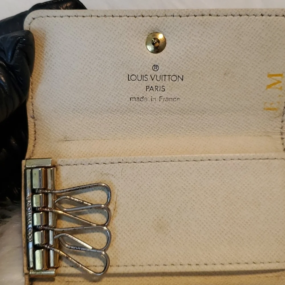 Auth Louis Vuitton Damier Azul 4 Key Holder